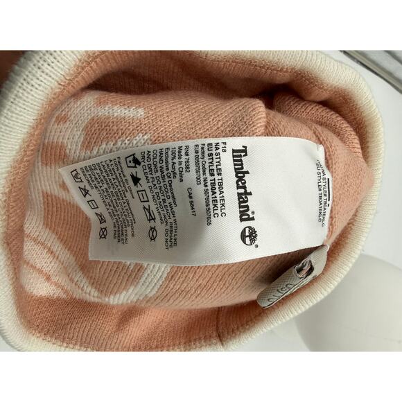 Timberland Youth Pom Hat One Size Pink Knit Pink Winter Beanie - Picture 4 of 4